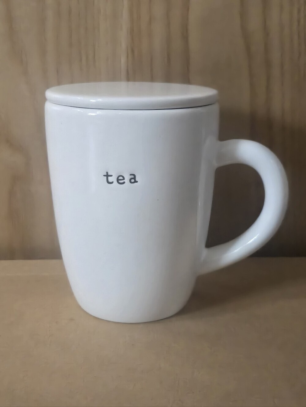 Pottery Barn Coffee House Ceramic "Tea" Mug with Lid